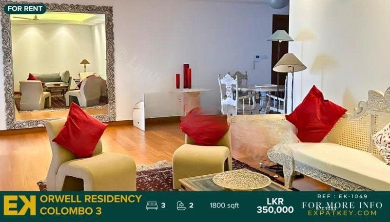 Orwell Residency | 3 Bedrooms | FOR RENT | Colombo 03 | EK-1049