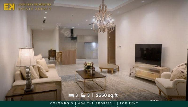 3 Bedroom Apartment | 606 The Address | For Rent | Fully Furnished | 2550 sq.ft | EK-1327