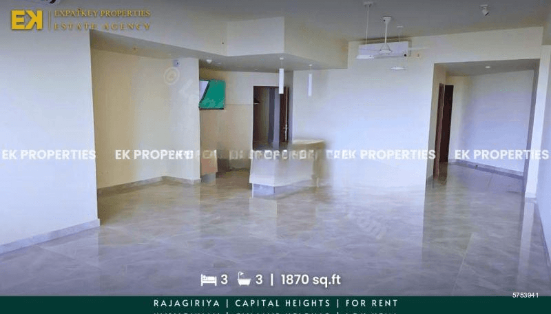 3 Bedroom Apartment | Capital Heights | For Rent | Rajagiriya | 1870 sq.ft | EK-0334