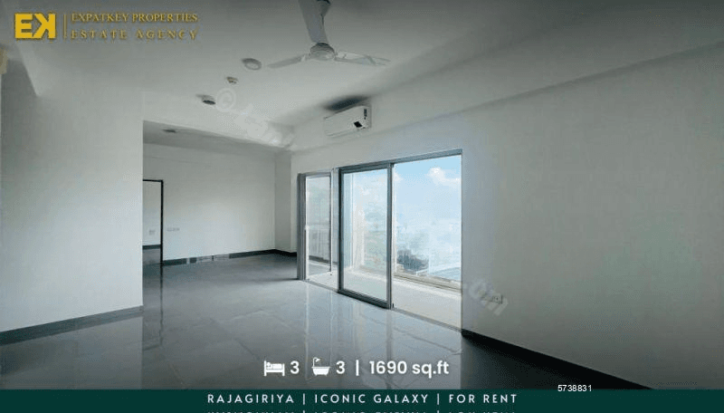 Iconic Galaxy | 3 Bedrooms | For Rent | 1690 sq.ft | Above 5th Floor | Rajagiriya | EK-1209