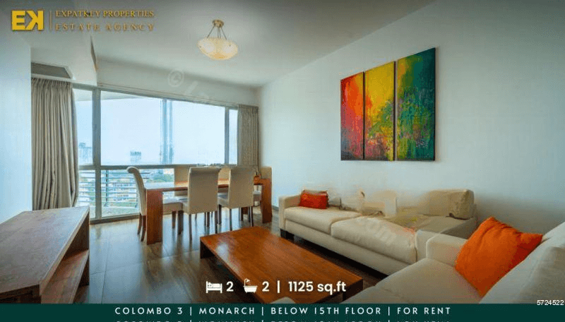 2 Bedroom Apartment For Rent in Monarch | Luxuriously Furnished | 1125 sq.ft | Colombo 3 | EK-1162