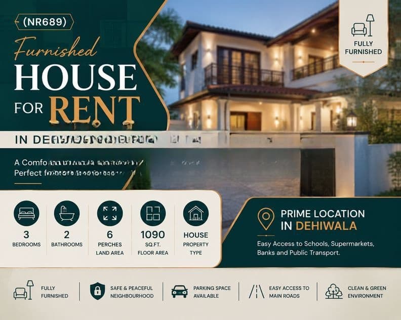 (NR689) Furnished House for Rent in Dehiwala