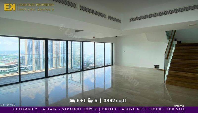 Duplex Altair Apartment For Sale in Altair | 5 Bedrooms + 1 Multipurpose room | Above 40th Floor | Colombo 2 | EK-0792
