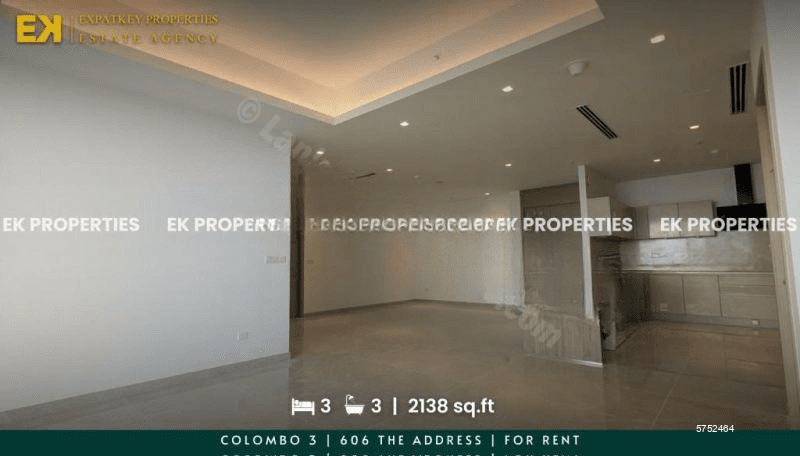 3 Bedroom Apartment For Rent | 606 The Address | Colombo 3 | 2138 sq.ft | EK-1234