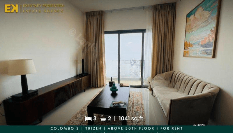3 Bedrooms | Trizen | Brand New Apartment | For Rent | Fully Furnished | Above 50th Floor | Colombo 2 | EK-1177