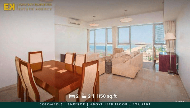 2 Bedroom Apartment For Rent in The Emperor | Fully Furnished | Above 15th Floor | 1150 sq.ft | Colombo 2 | EK-1163