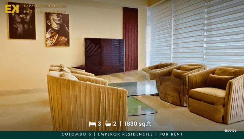 Emperor Residencies | 3 Bedrooms | For Rent | Colombo 3 | Fully Furnished | 1830 sq.ft | EK-1322