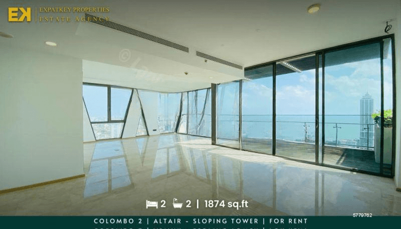 Spacious 2 Bedroom Apartment For Rent in Altair - Sloping Tower | Colombo 2 | 1874 sq.ft | Above 35th Floor | EK-0795