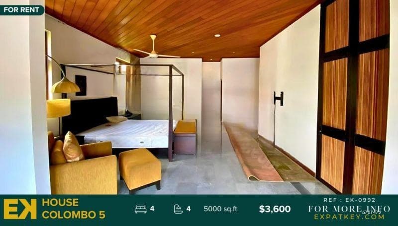 House in Colombo 5 For Rent | 4 Bedrooms | $3,500 | 5000 SQ.FT | EK-0992
