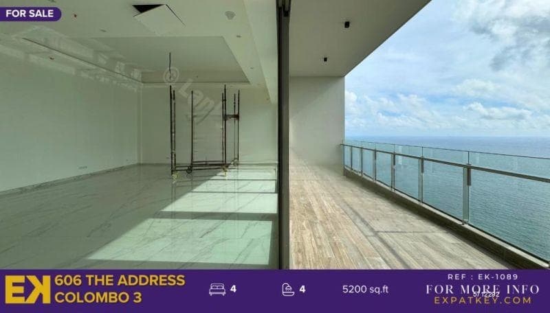 Penthouse at 606 The Address For Sale | 5200 sq.ft | Top Floor | Colombo 3 | Brand New | EK-1089