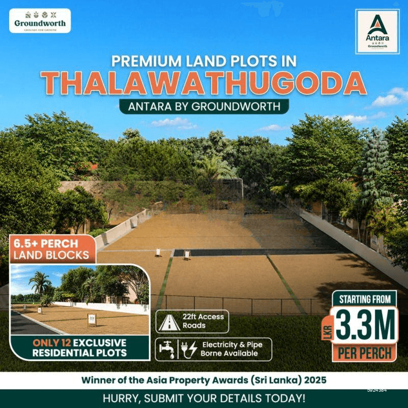 6.5 Perches Bare Land for Sales in Thalawathugoda