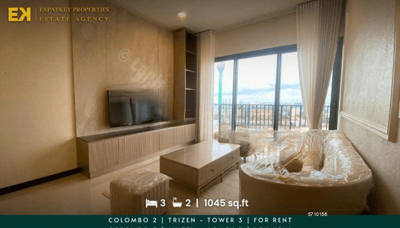 3 Bedroom Apartment at Trizen | FOR RENT | Tower 3 | Fully Furnished | Colombo 02 | EK-1094