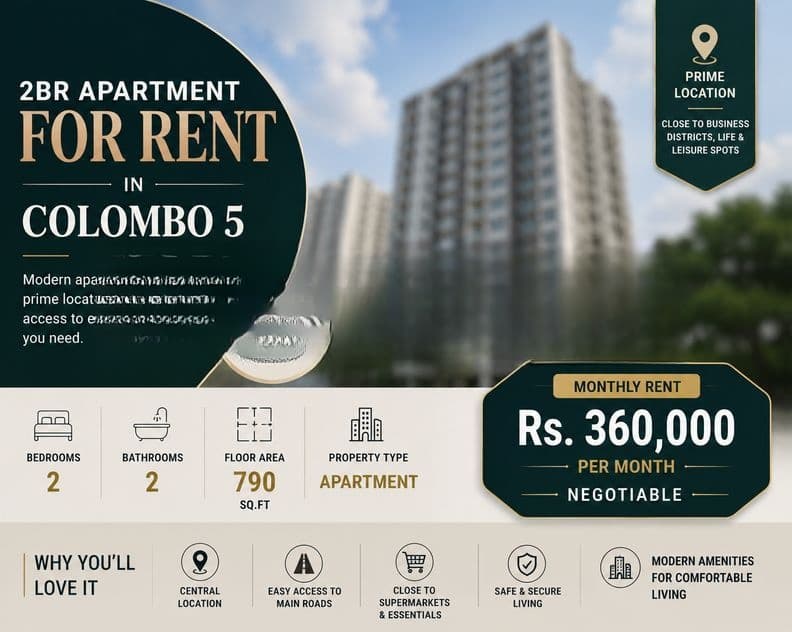 (NAR661) 2BR Apartment for Rent in Colombo 05