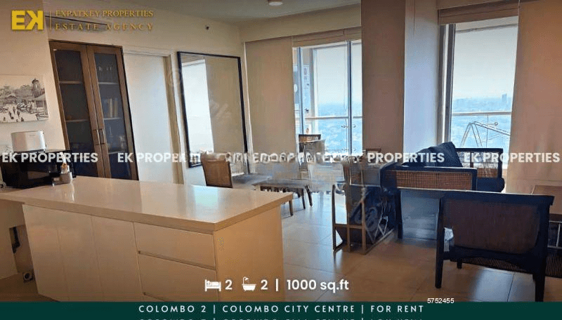 2 Bedroom Apartment | Colombo City Centre | For Rent | 1000 sq.ft | Colombo 2 | Furnished | EK-1235