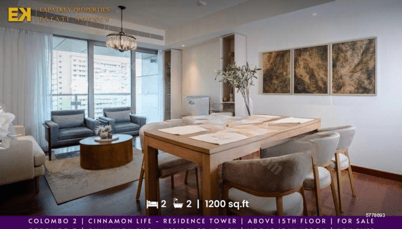 Cinnamon Life 2 Bedroom Apartment For Sale | 1200 sq.ft | Colombo 2 | EK-1125