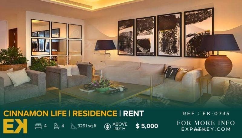 Cinnamon Life | 4 Bedrooms | FOR RENT | Residence Tower | Colombo 02 | EK-0735