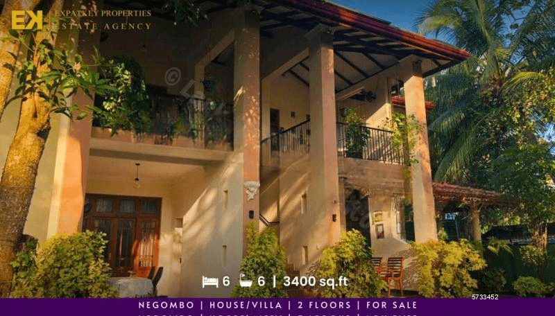 Spacious House/Villa | 6 Bedrooms | For Sale | Negombo | 3400 sq.ft | EK-1182