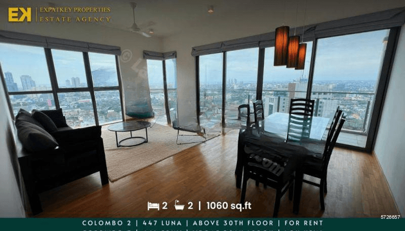 2 Bedroom | 447 Luna | For Rent | 1060 sq.ft | Fully Furnished | Colombo 2 | EK-1174